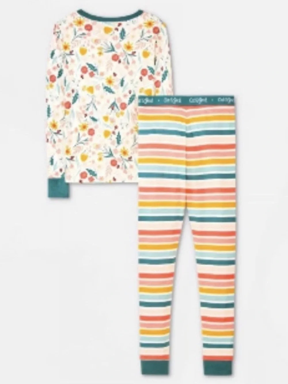 Girls Flower & Stripes Snug Fit Long Sleeve Pajama Set Size 8 Cat & Jack
